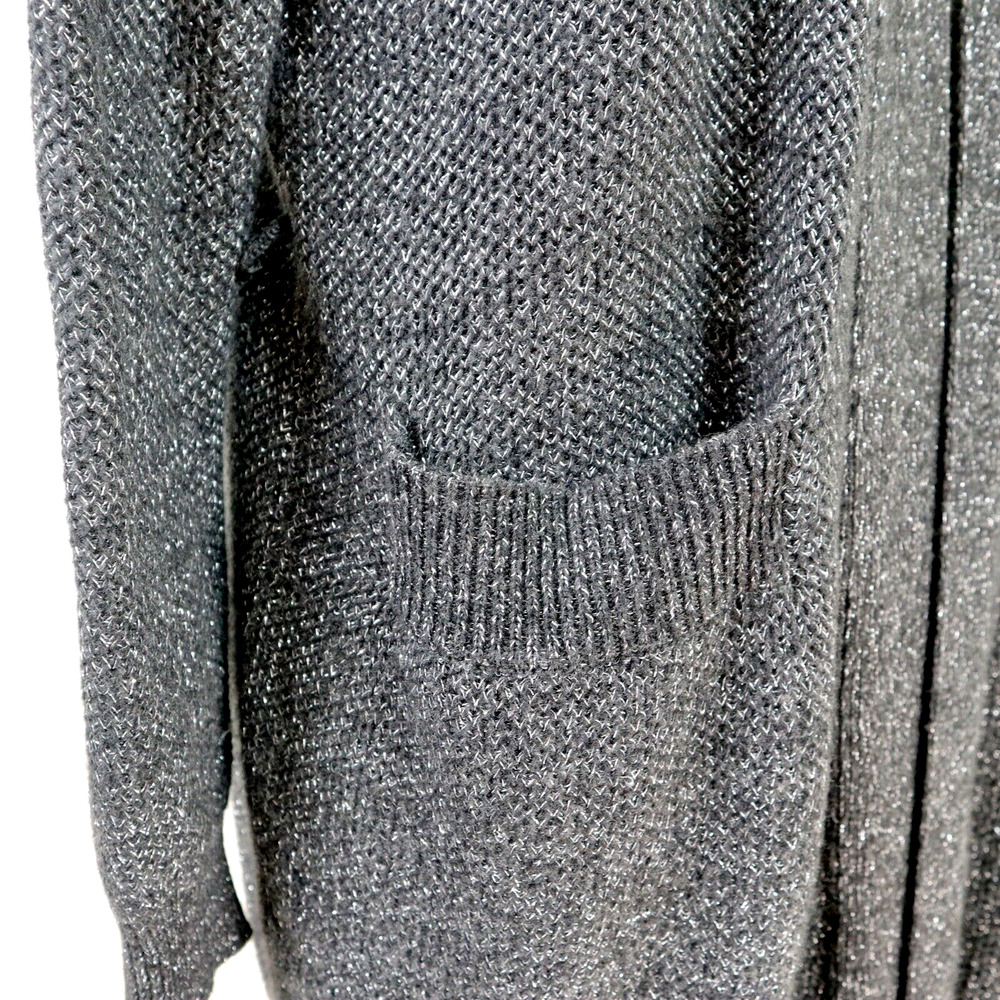Victoria's Secret Size M Shimmer Knit Open Front Cardigan Black Silver - Picture 7 of 11